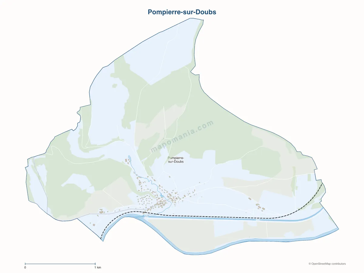 Carte de Pompierre-sur-Doubs à personnaliser