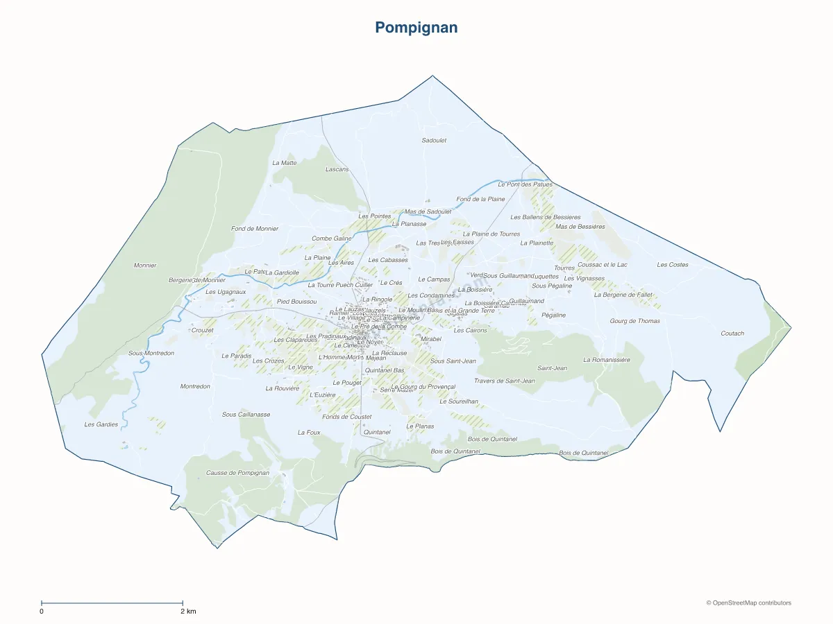 Carte de Pompignan à personnaliser