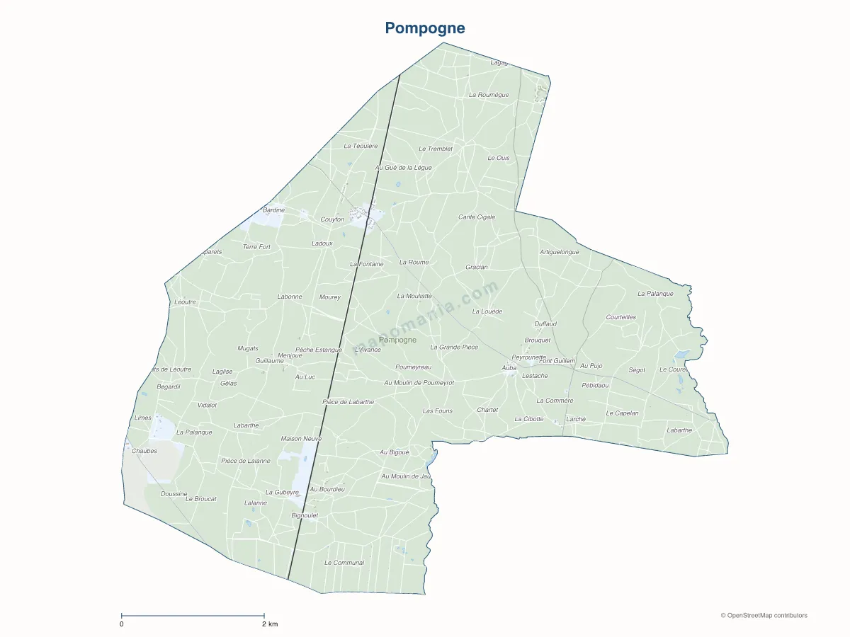 Carte de Pompogne à personnaliser