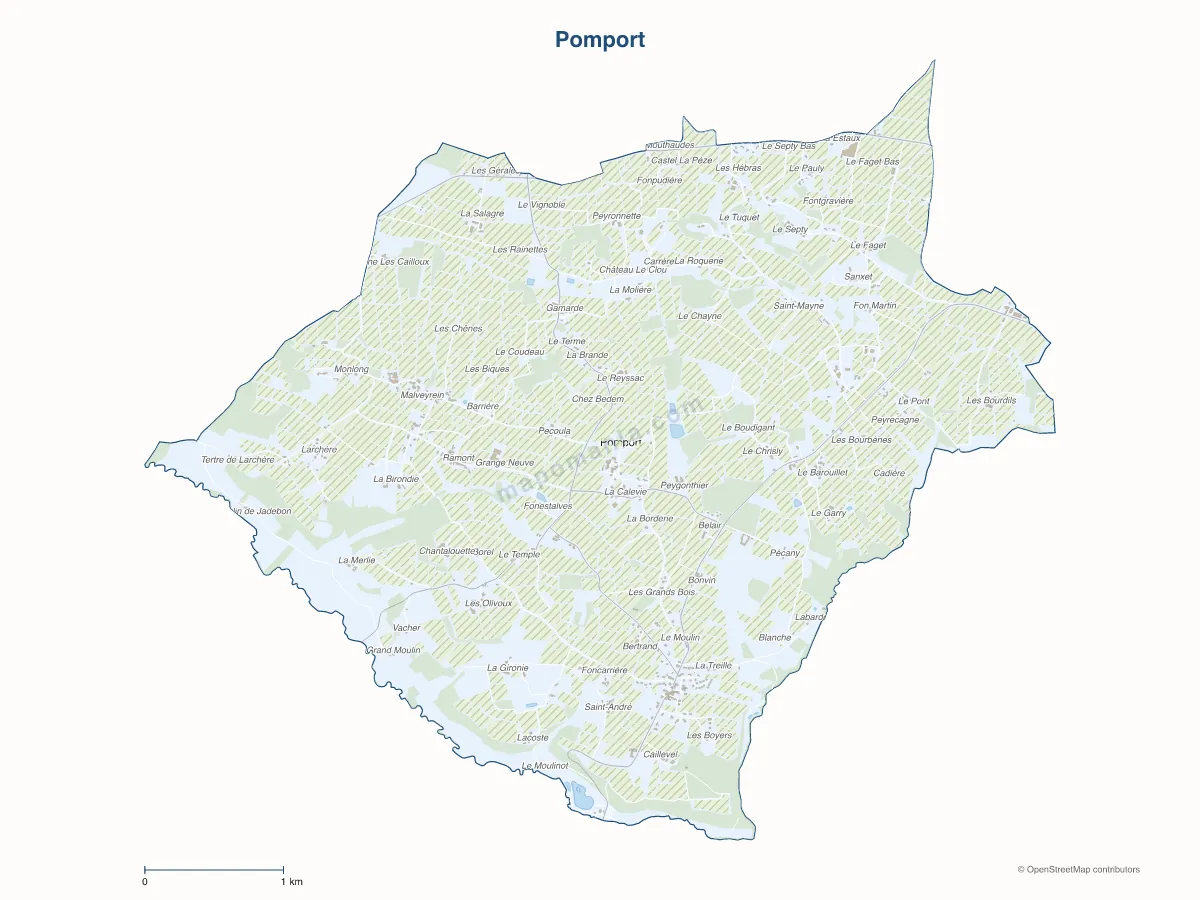 Carte de Pomport à personnaliser
