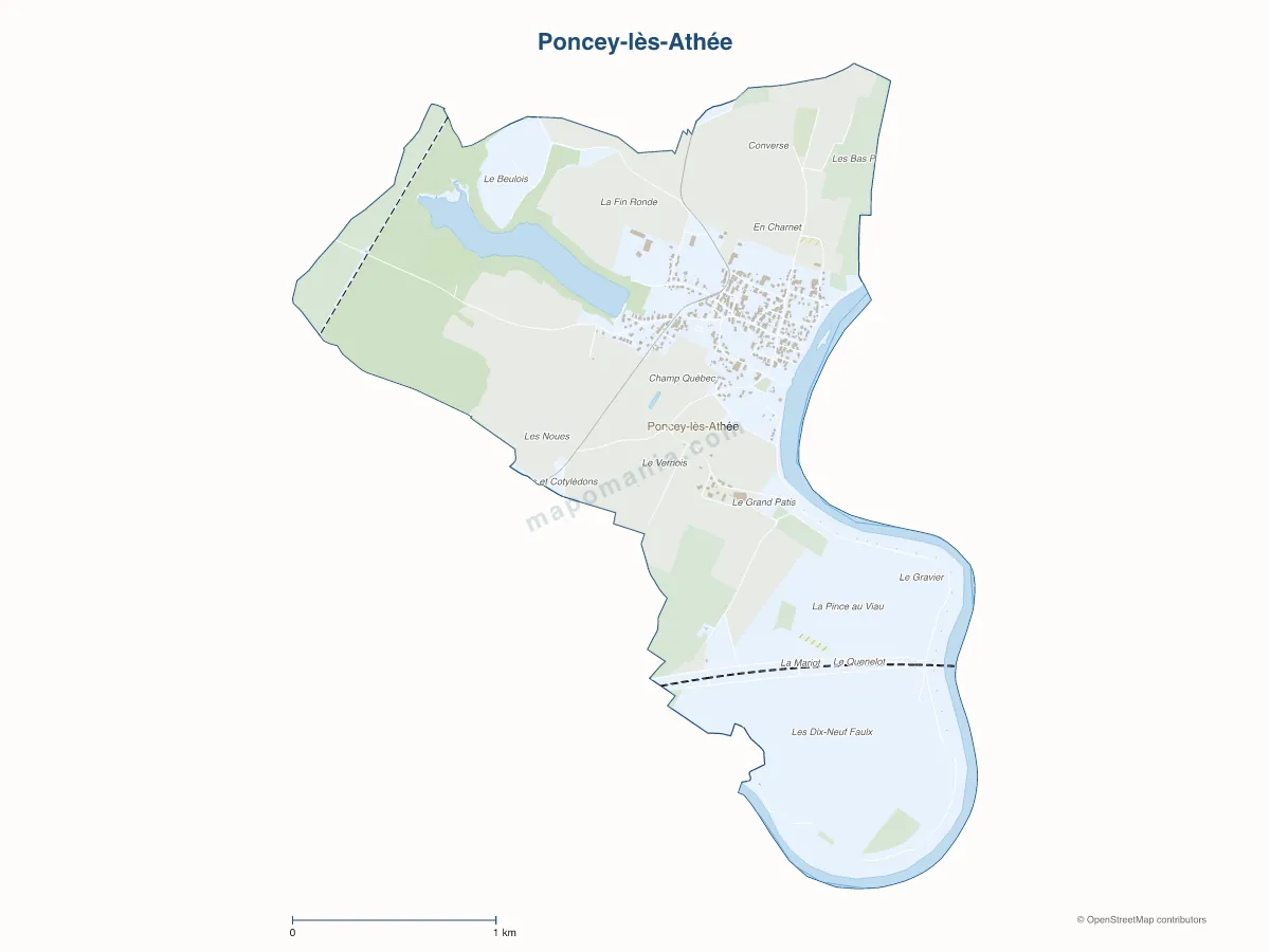Carte de Poncey-lès-Athée à personnaliser