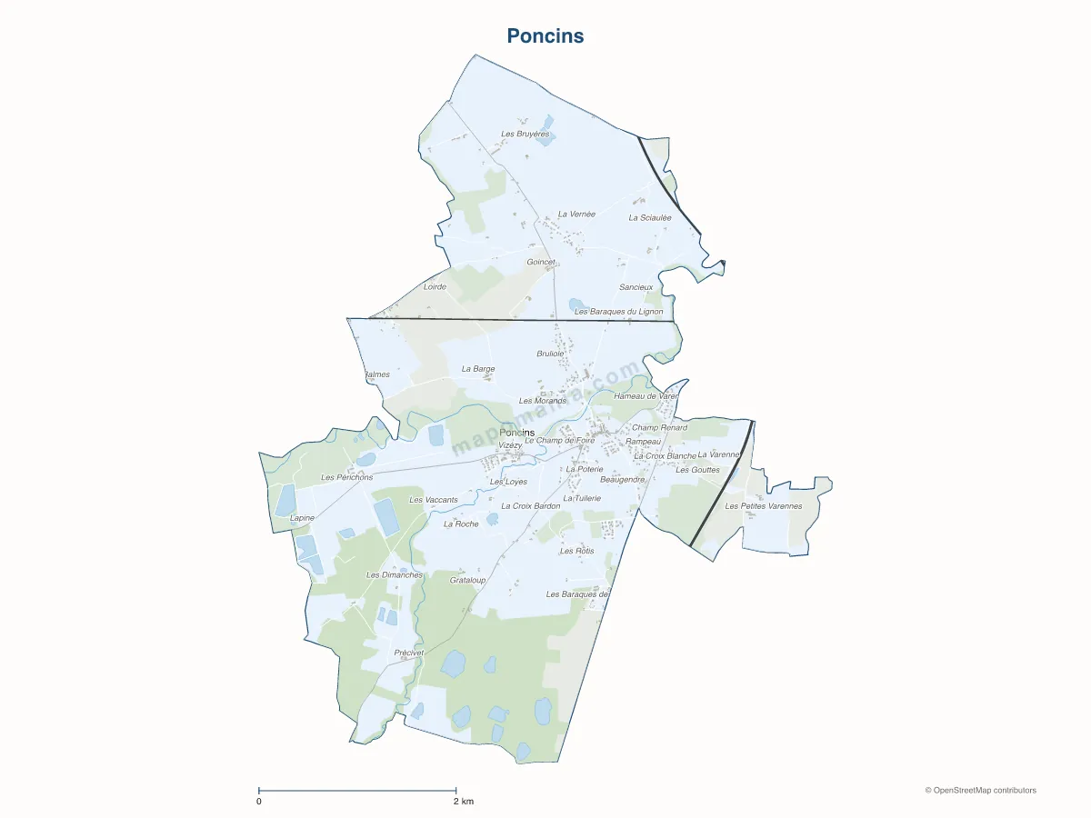 Carte de Poncins à personnaliser