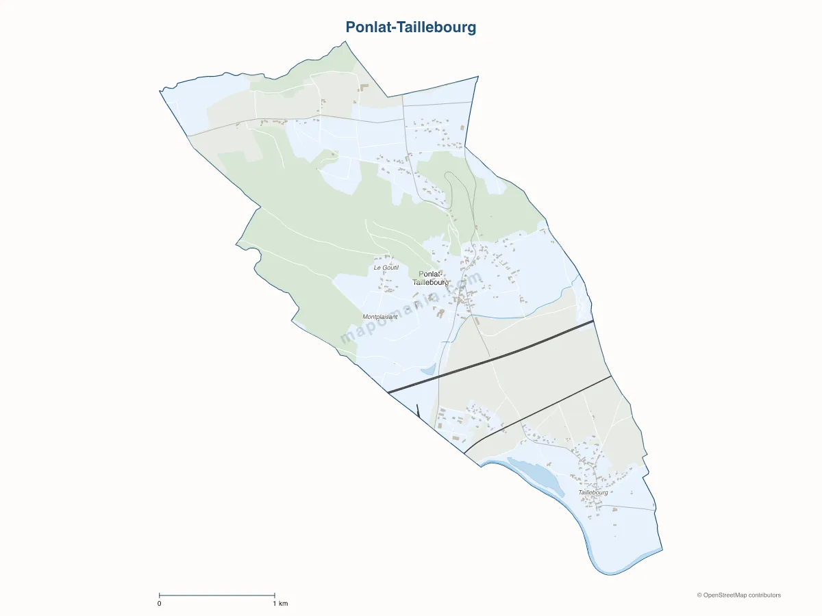 Carte de Ponlat-Taillebourg à personnaliser