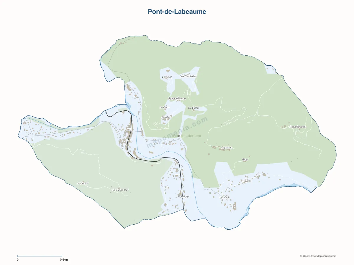 Carte de Pont-de-Labeaume à personnaliser