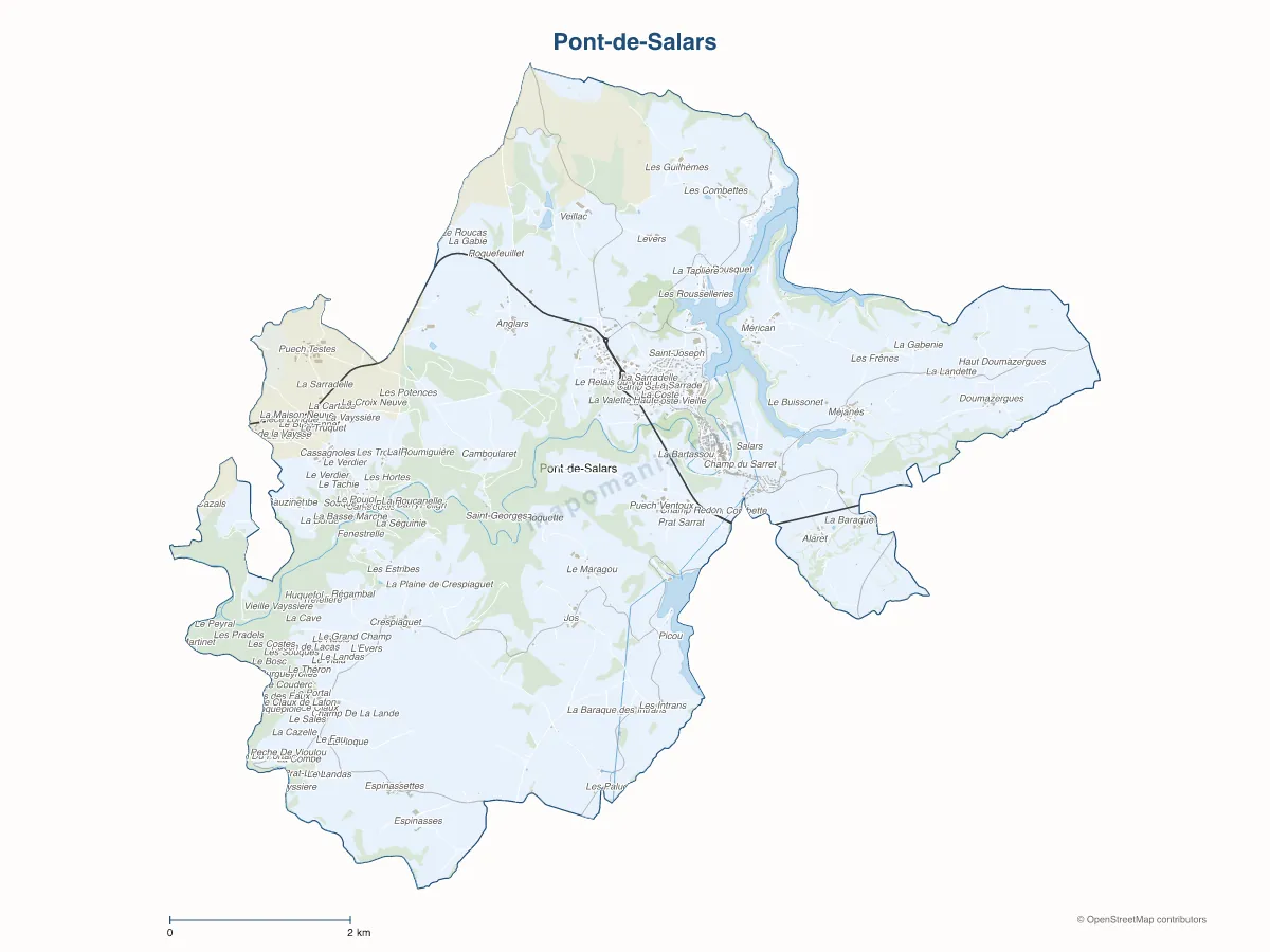 Carte de Pont-de-Salars à personnaliser