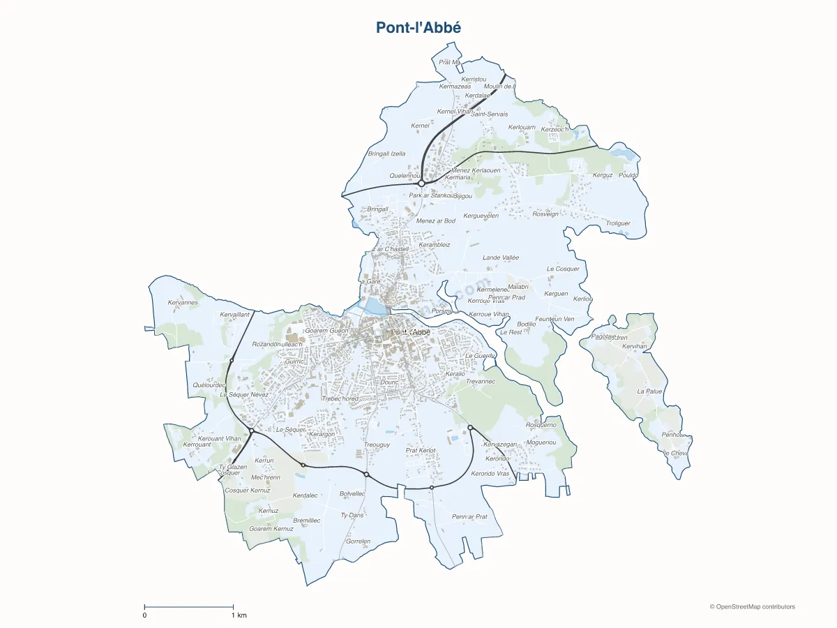 Carte de Pont-l'Abbé à personnaliser