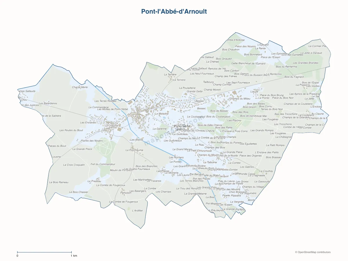 Carte de Pont-l'Abbé-d'Arnoult à personnaliser