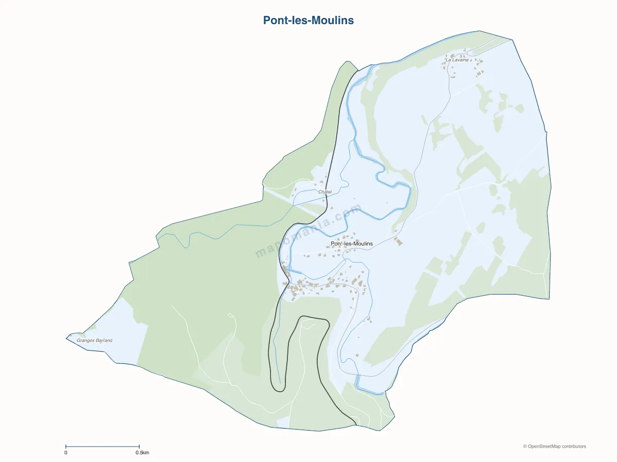 Carte de Pont-les-Moulins à personnaliser