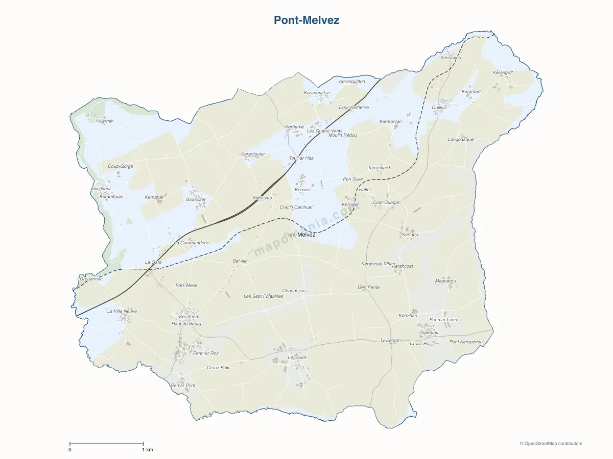 Carte de Pont-Melvez à personnaliser