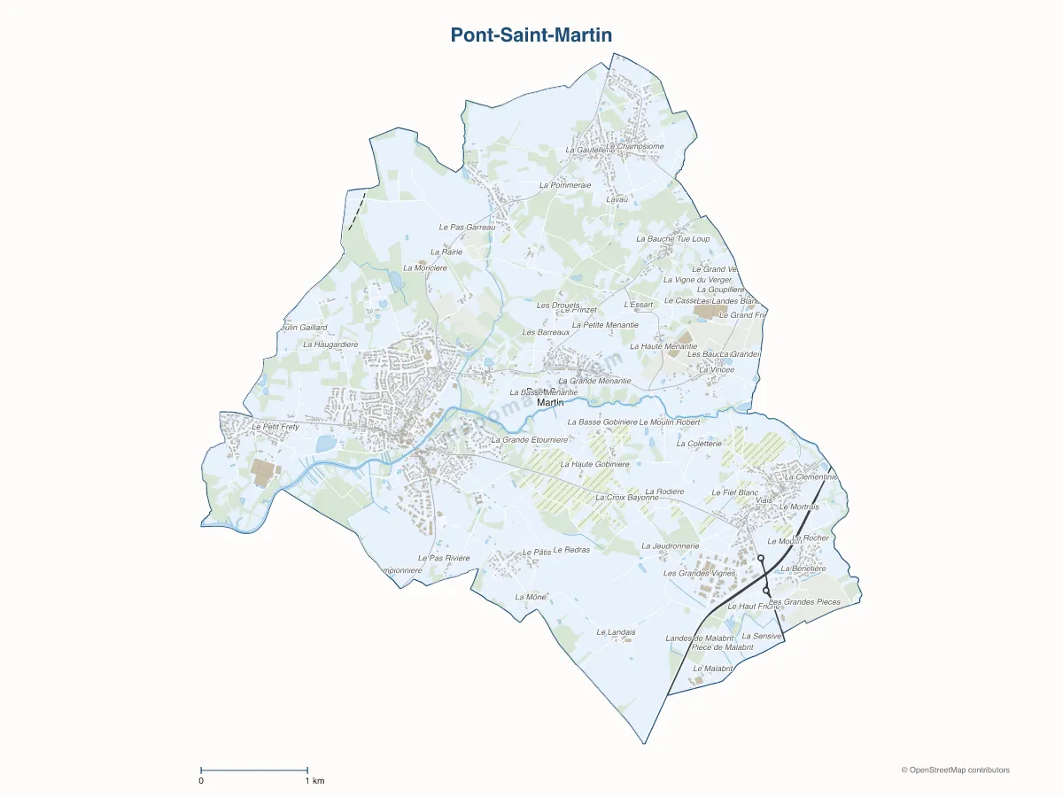 Carte de Pont-Saint-Martin à personnaliser