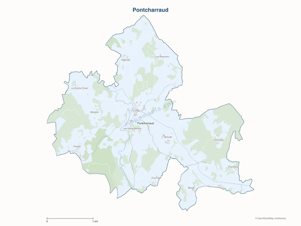 Carte de Pontcharraud à personnaliser