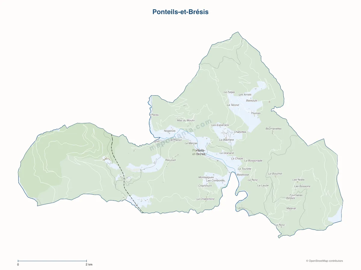Carte de Ponteils-et-Brésis à personnaliser