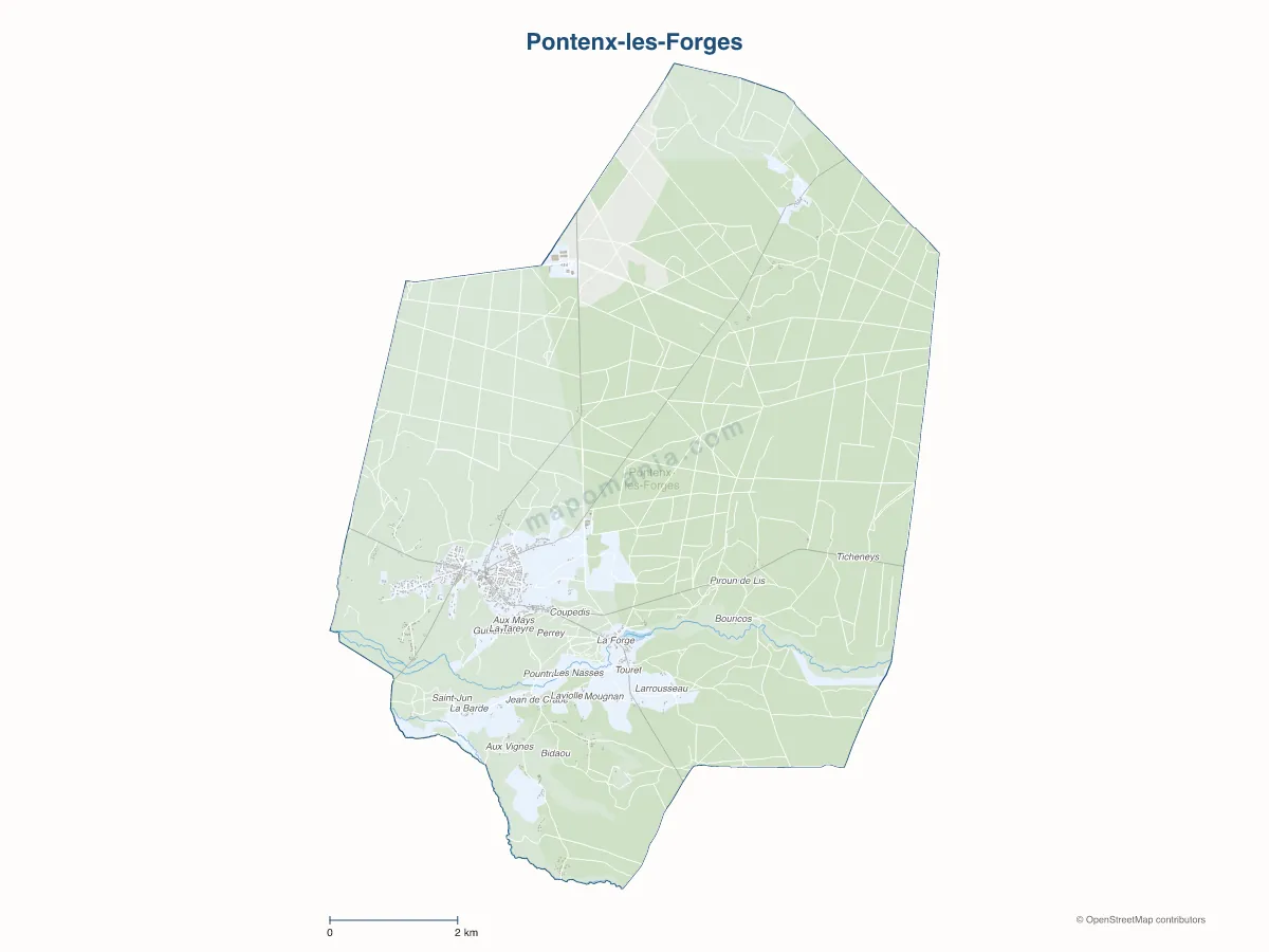 Carte de Pontenx-les-Forges à personnaliser