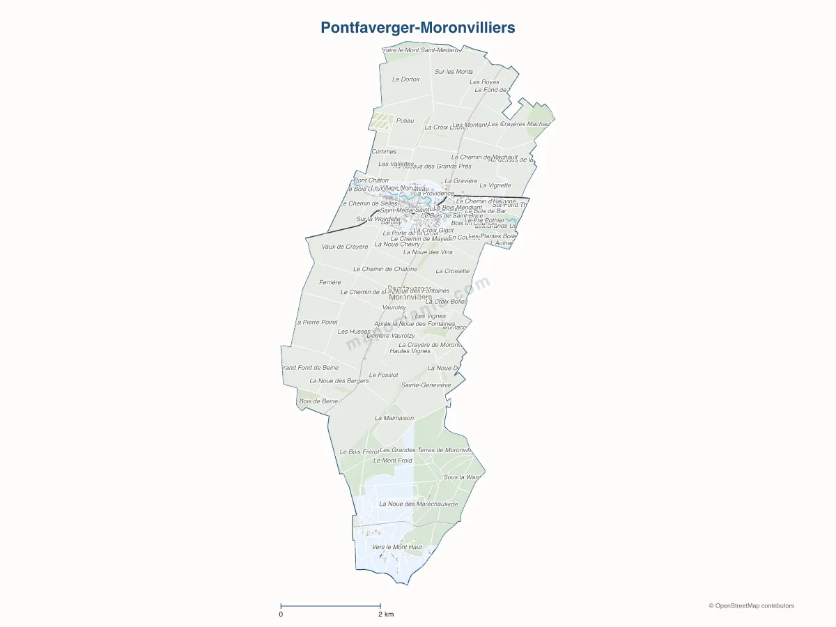 Carte de Pontfaverger-Moronvilliers à personnaliser
