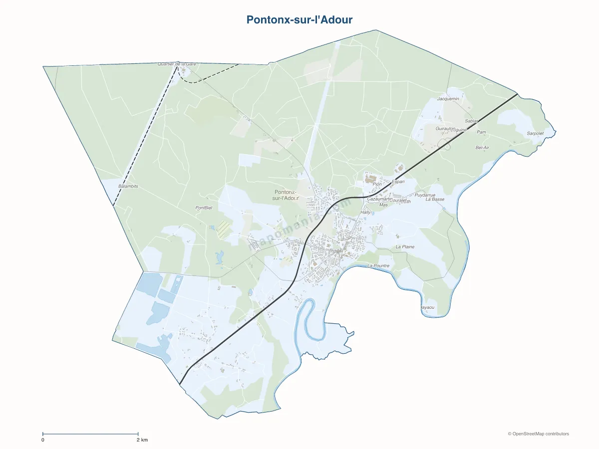 Carte de Pontonx-sur-l'Adour à personnaliser