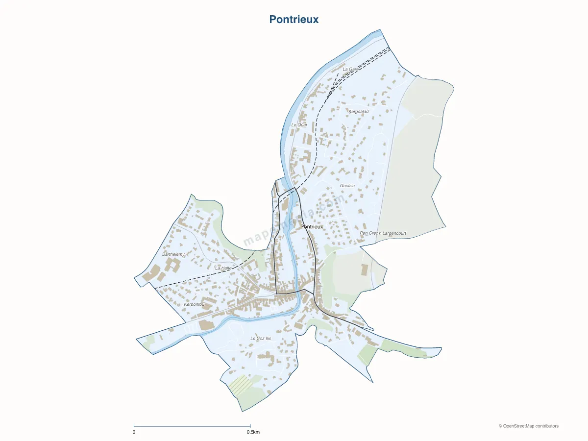Carte de Pontrieux à personnaliser