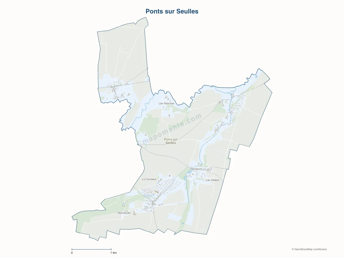 Carte de Ponts sur Seulles à personnaliser