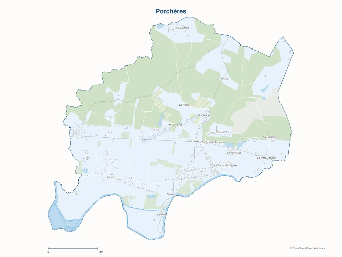 Carte de Porchères à personnaliser