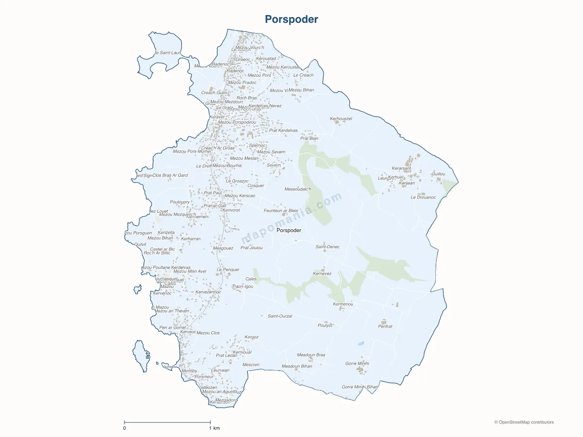 Carte de Porspoder à personnaliser