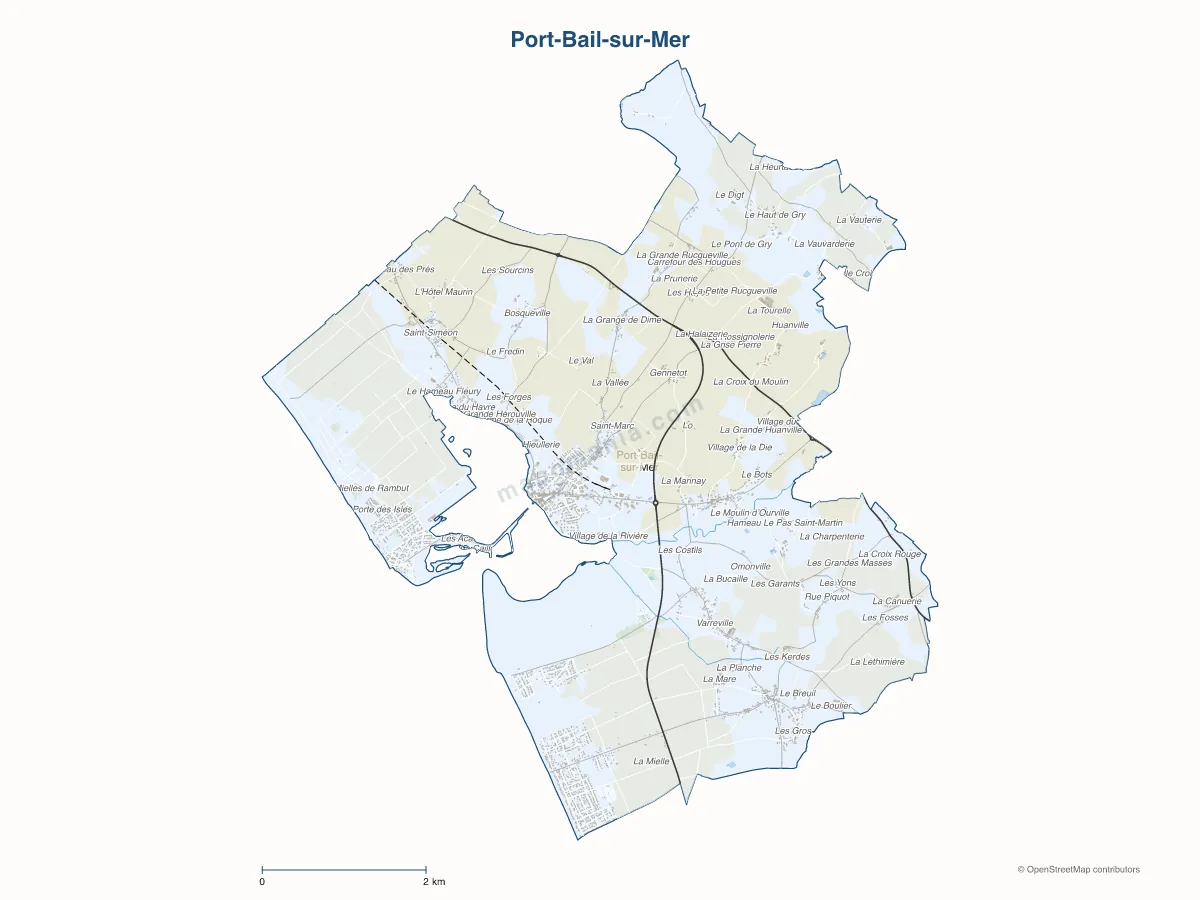Carte de Port-Bail-sur-Mer à personnaliser