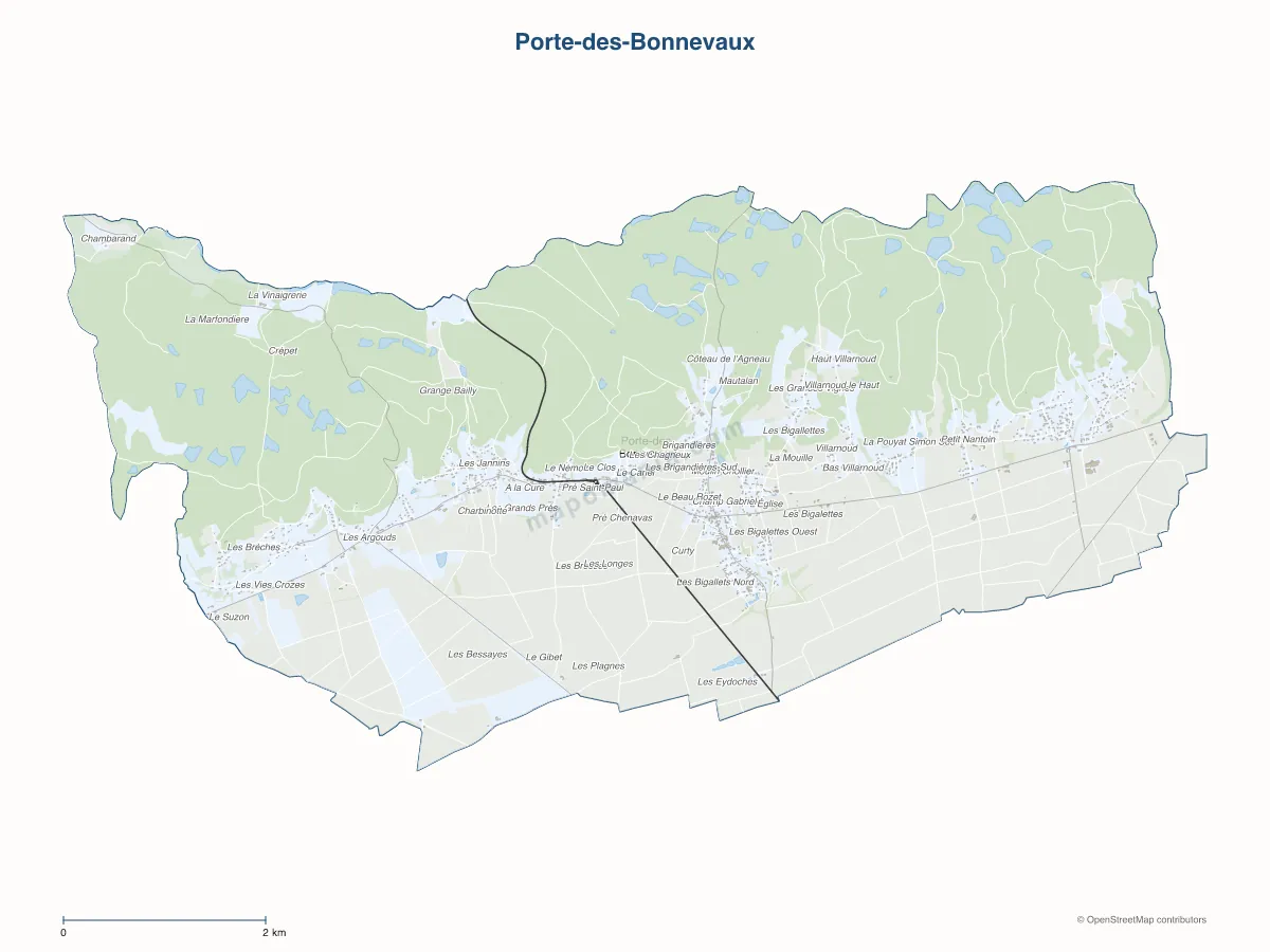 Carte de Porte-des-Bonnevaux à personnaliser