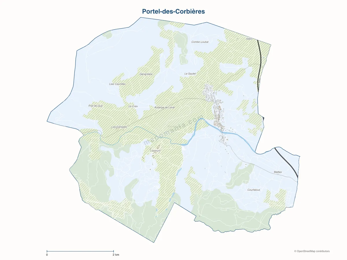 Carte de Portel-des-Corbières à personnaliser