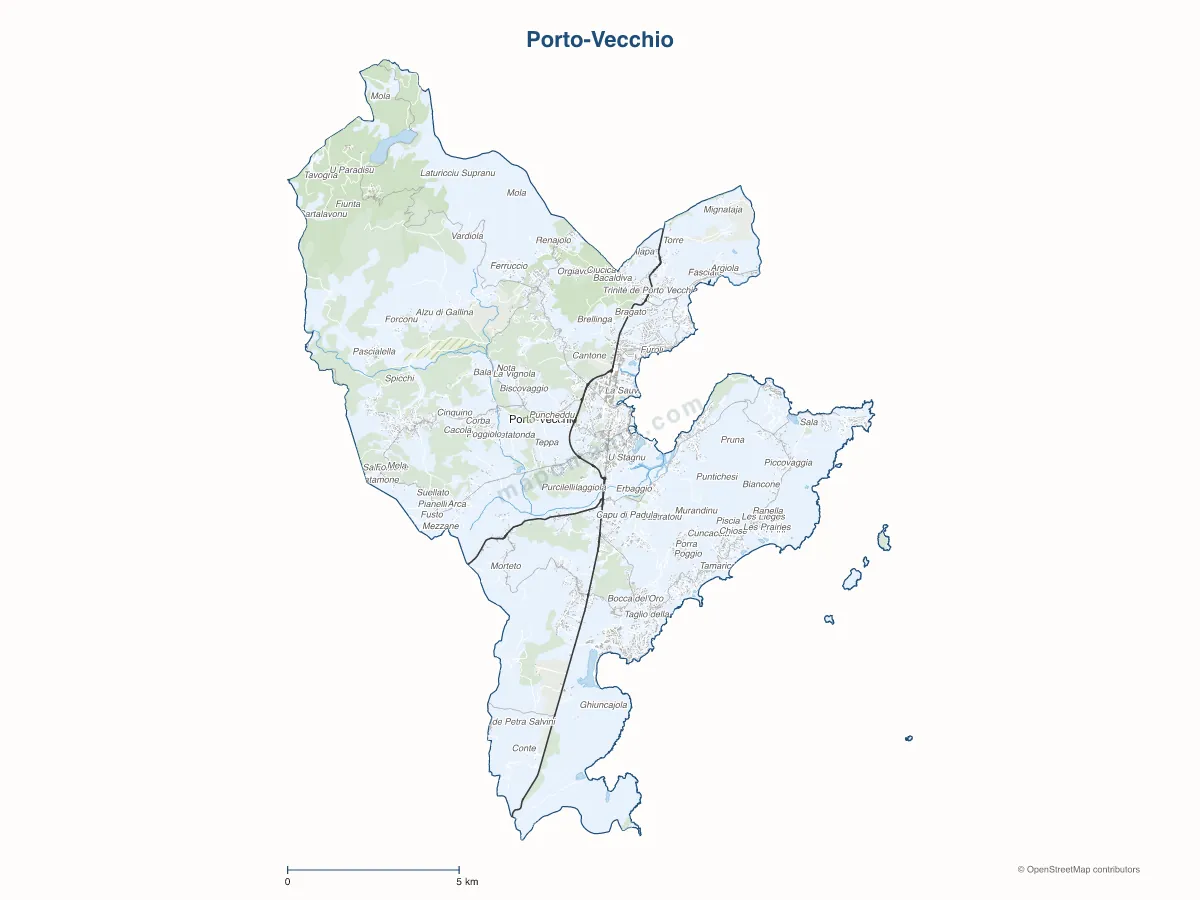 Carte de Porto-Vecchio à personnaliser