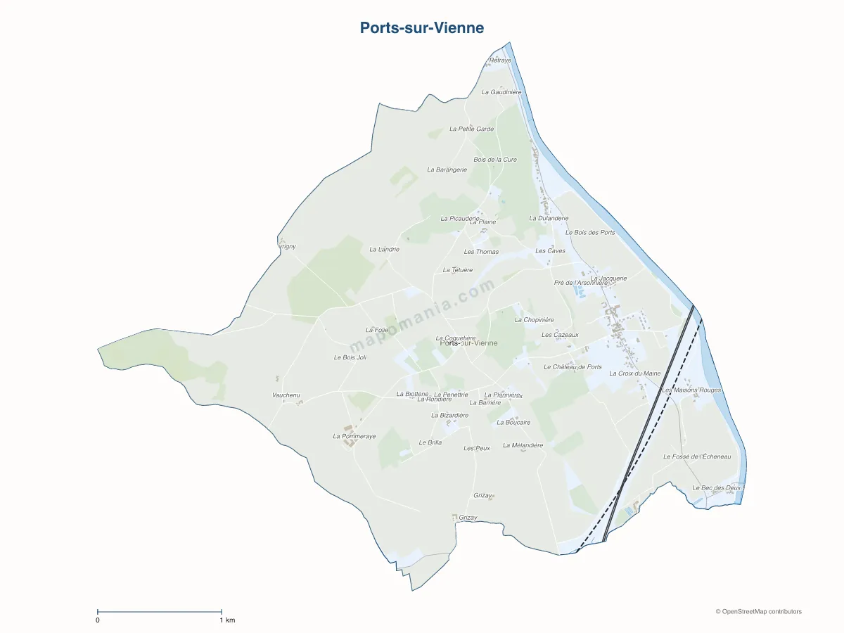 Carte de Ports-sur-Vienne à personnaliser
