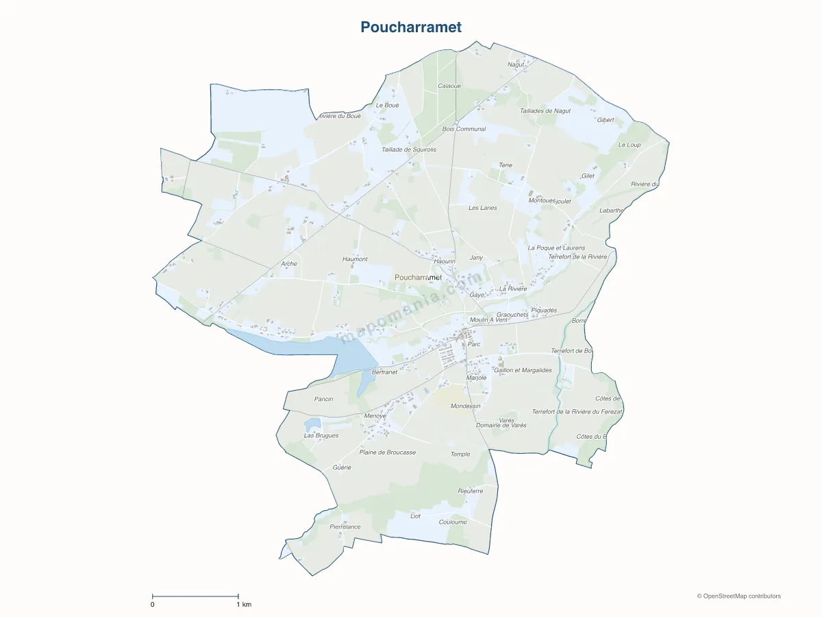 Carte de Poucharramet à personnaliser