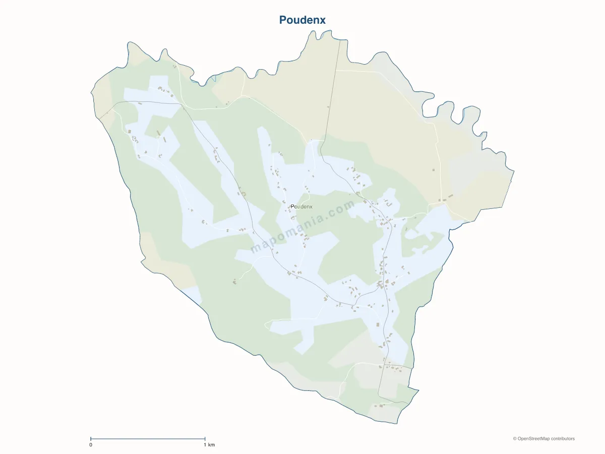 Carte de Poudenx à personnaliser