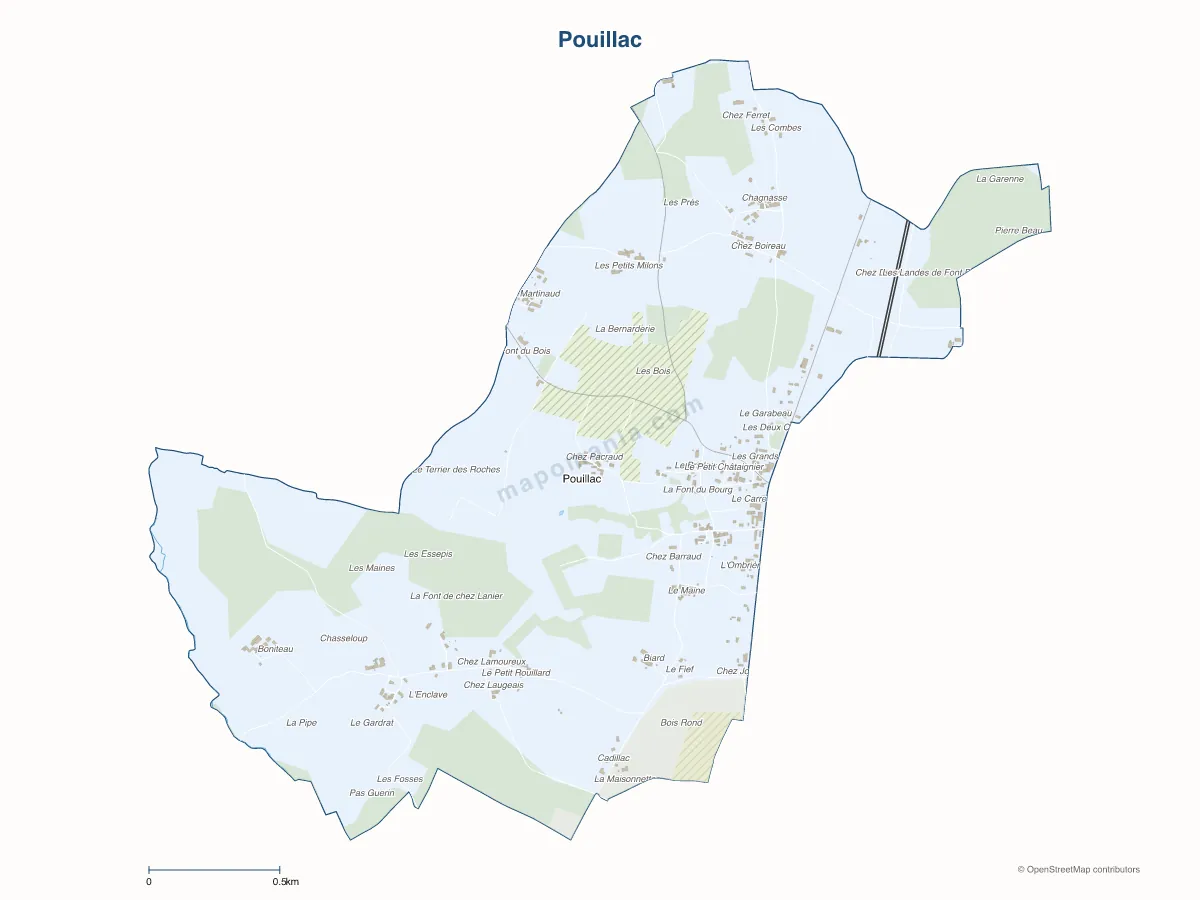 Carte de Pouillac à personnaliser