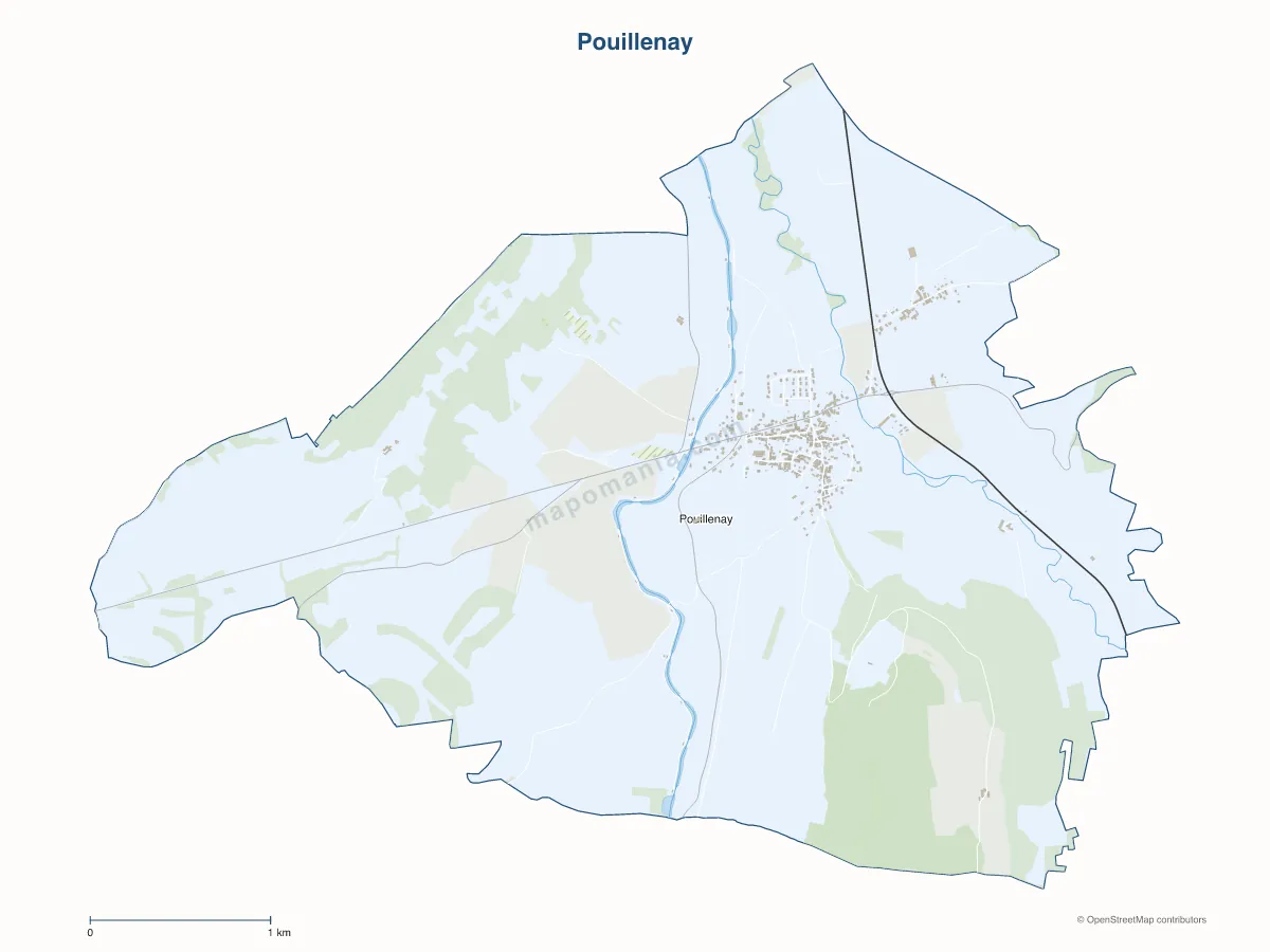Carte de Pouillenay à personnaliser