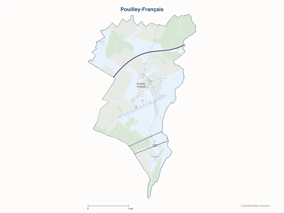 Carte de Pouilley-Français à personnaliser
