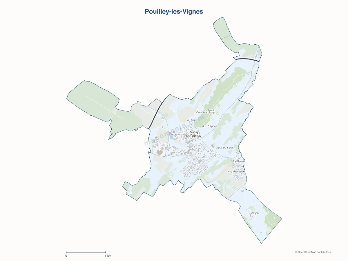 Carte de Pouilley-les-Vignes à personnaliser