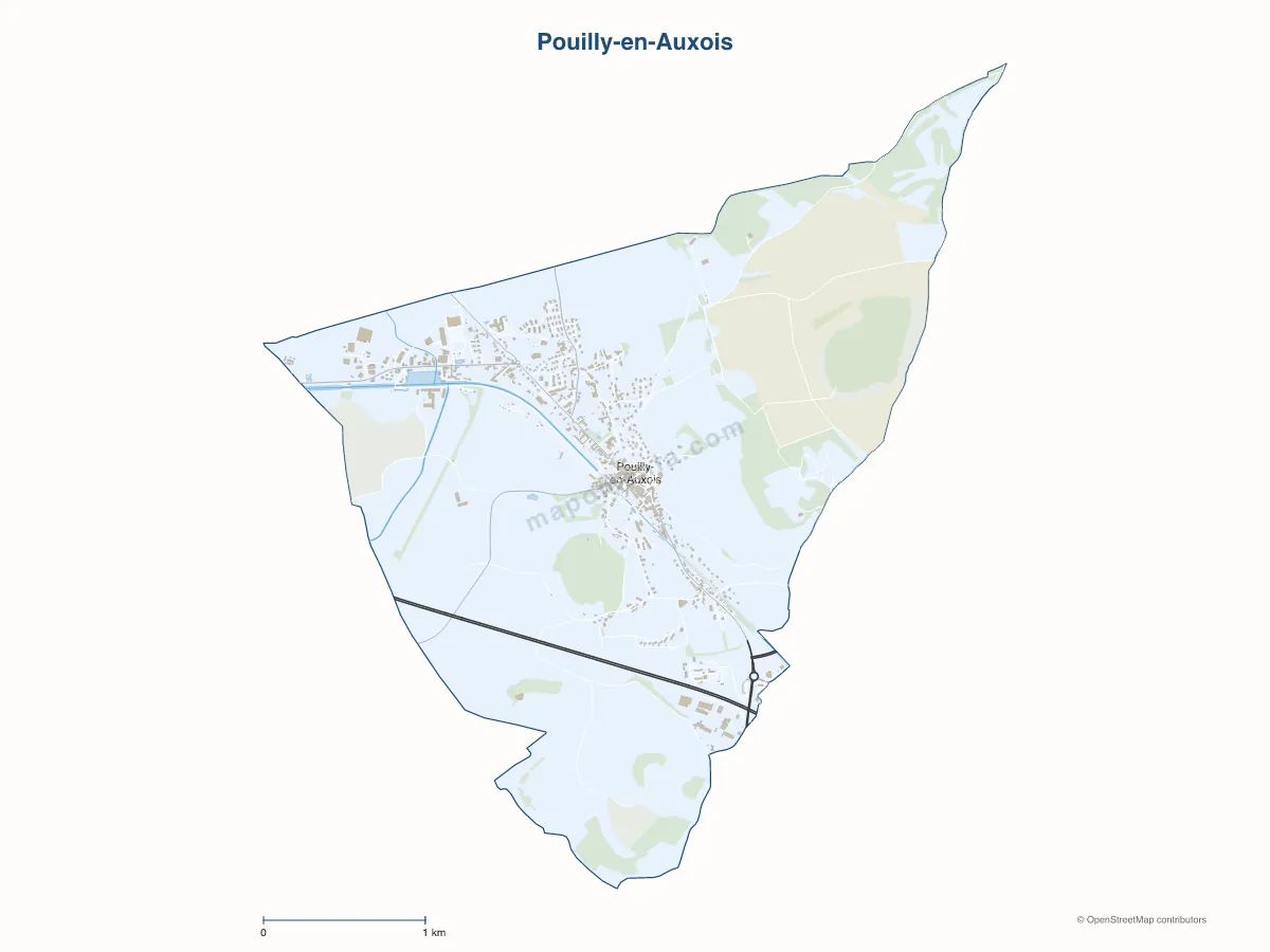Carte de Pouilly-en-Auxois à personnaliser