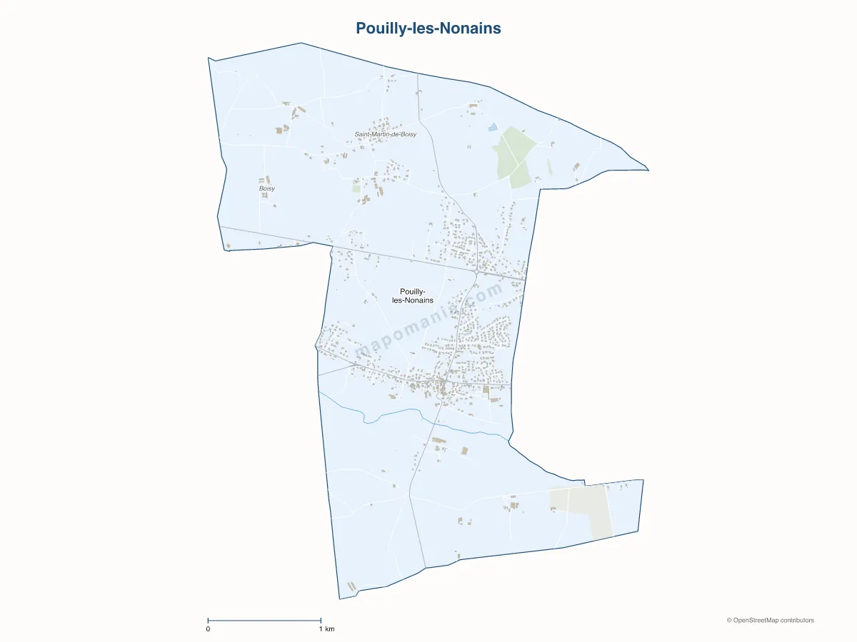 Carte de Pouilly-les-Nonains à personnaliser