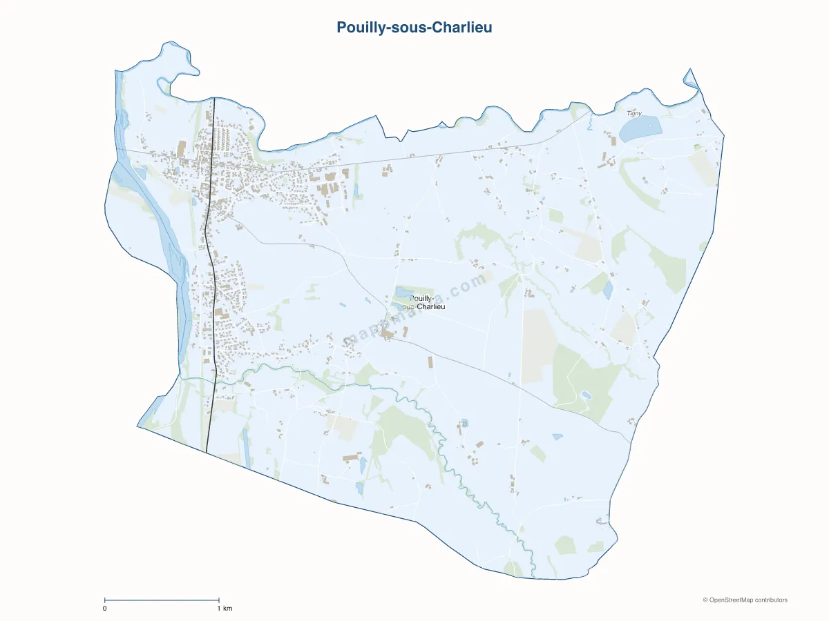Carte de Pouilly-sous-Charlieu à personnaliser