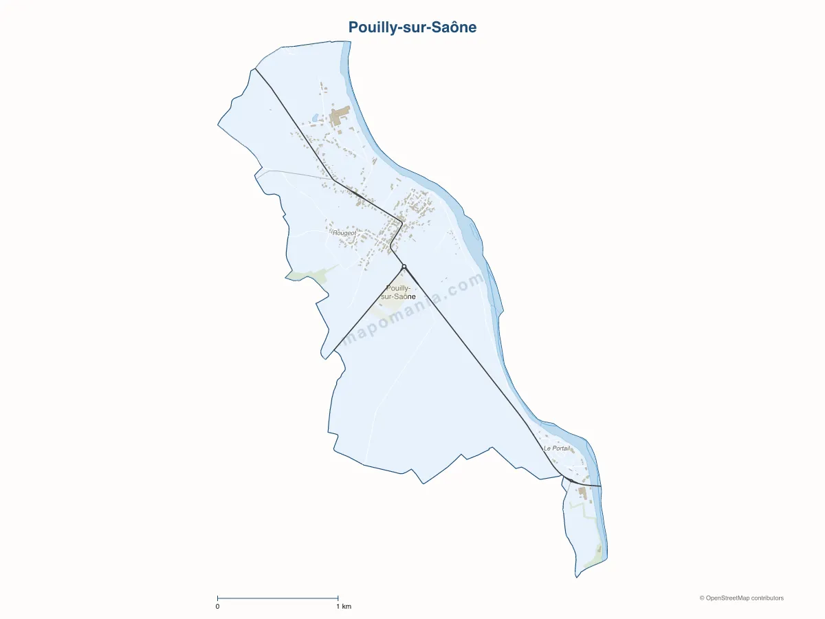 Carte de Pouilly-sur-Saône à personnaliser