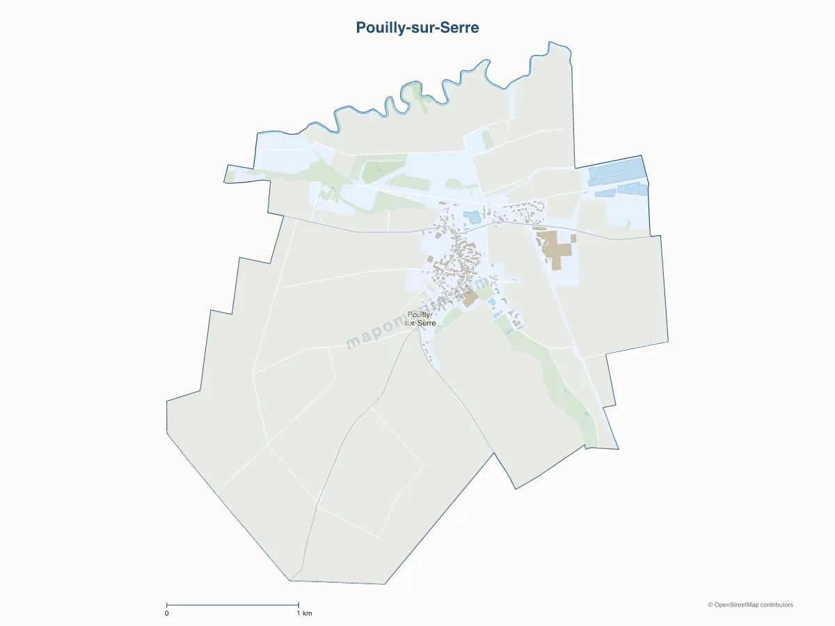 Carte de Pouilly-sur-Serre à personnaliser