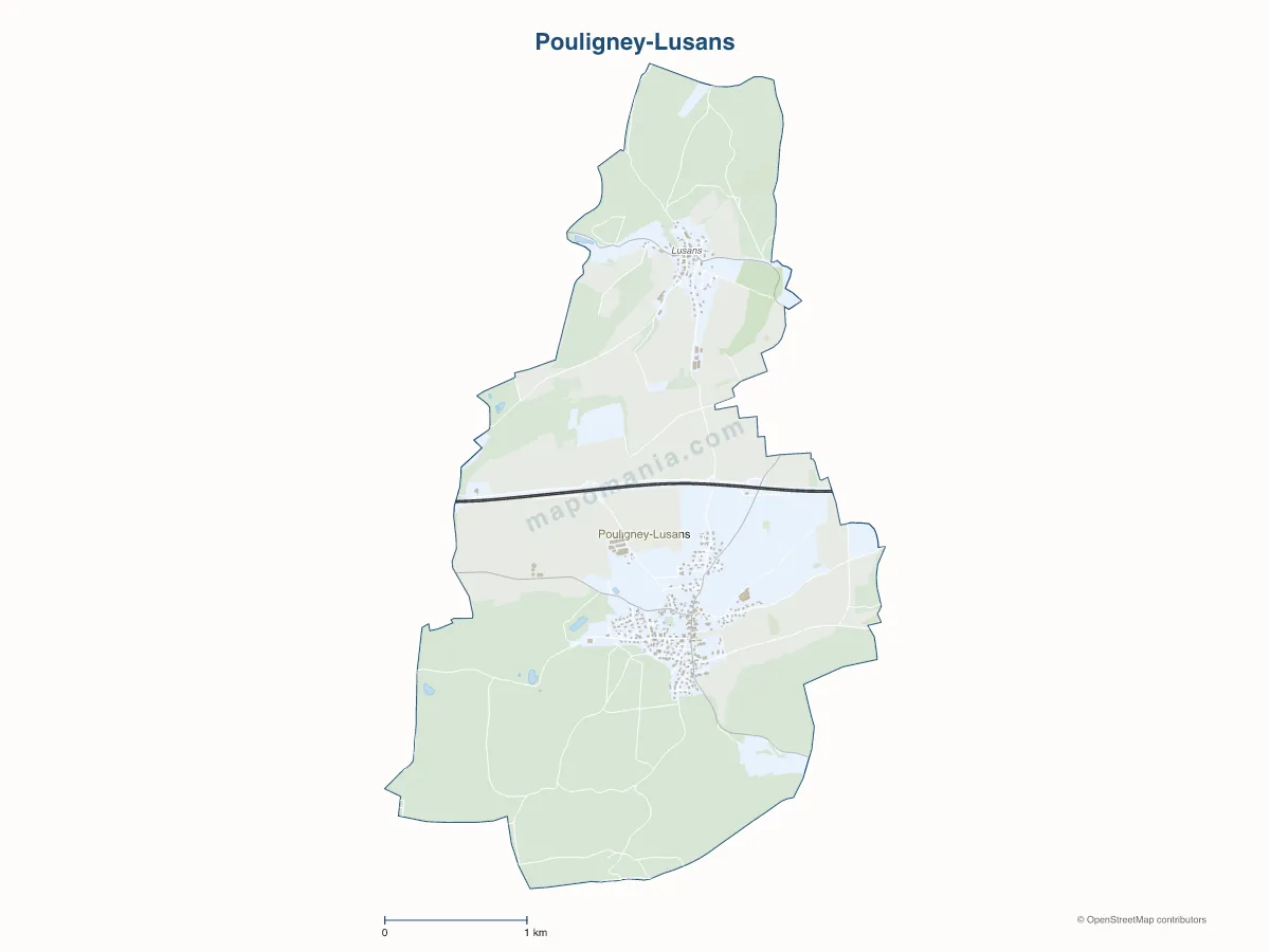Carte de Pouligney-Lusans à personnaliser