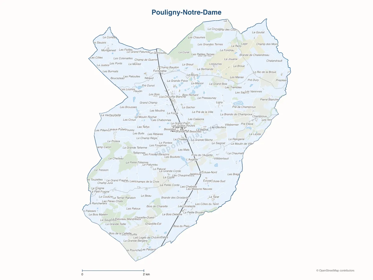 Carte de Pouligny-Notre-Dame à personnaliser
