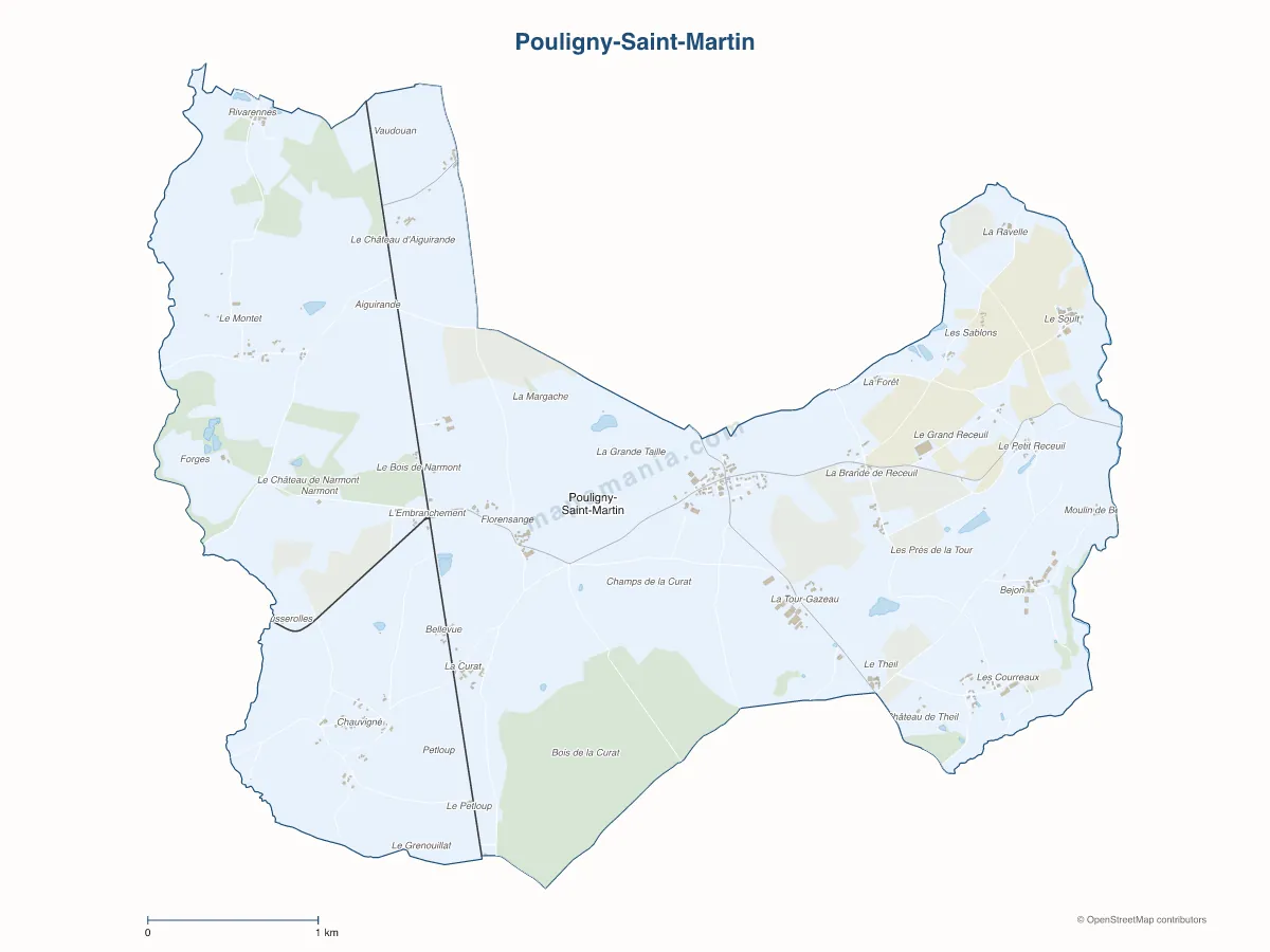 Carte de Pouligny-Saint-Martin à personnaliser