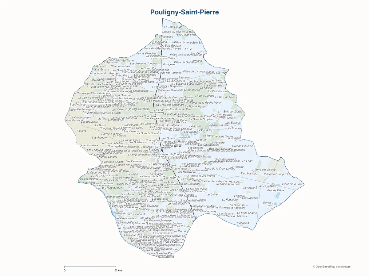 Carte de Pouligny-Saint-Pierre à personnaliser