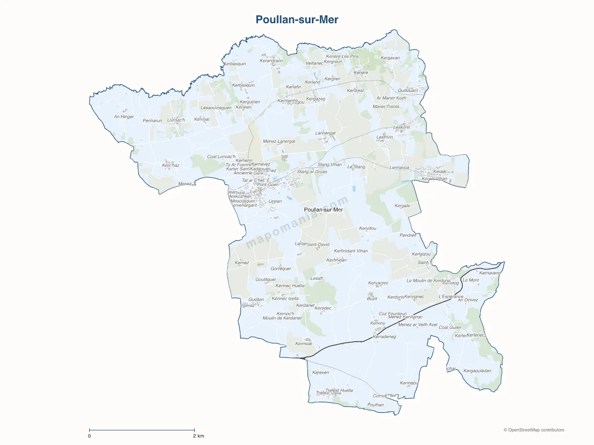 Carte de Poullan-sur-Mer à personnaliser