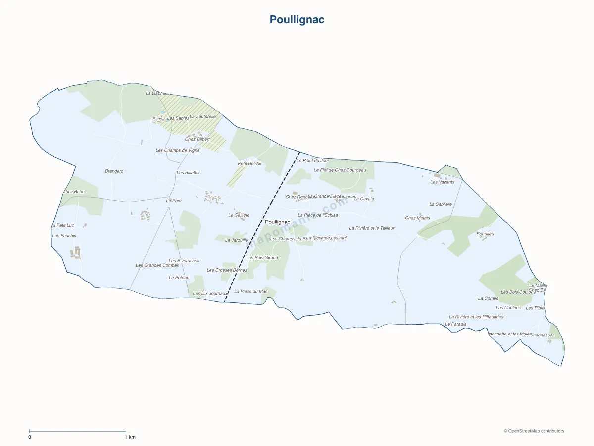 Carte de Poullignac à personnaliser