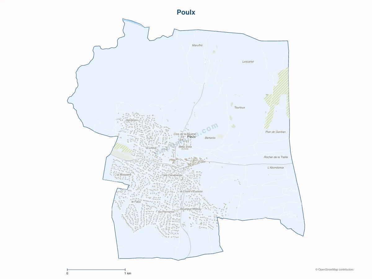 Carte de Poulx à personnaliser