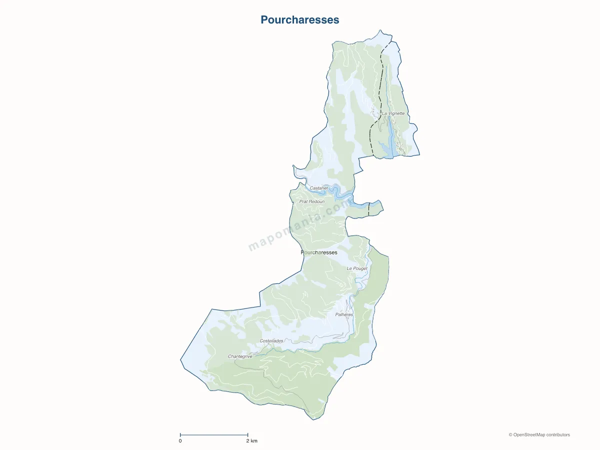 Carte de Pourcharesses à personnaliser