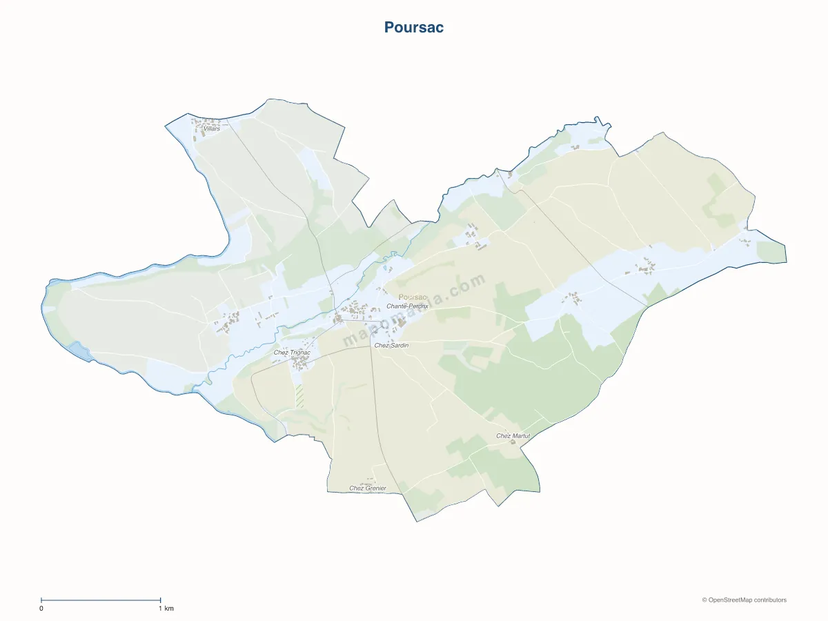 Carte de Poursac à personnaliser