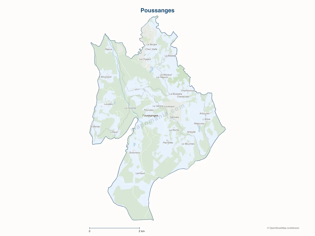 Carte de Poussanges à personnaliser