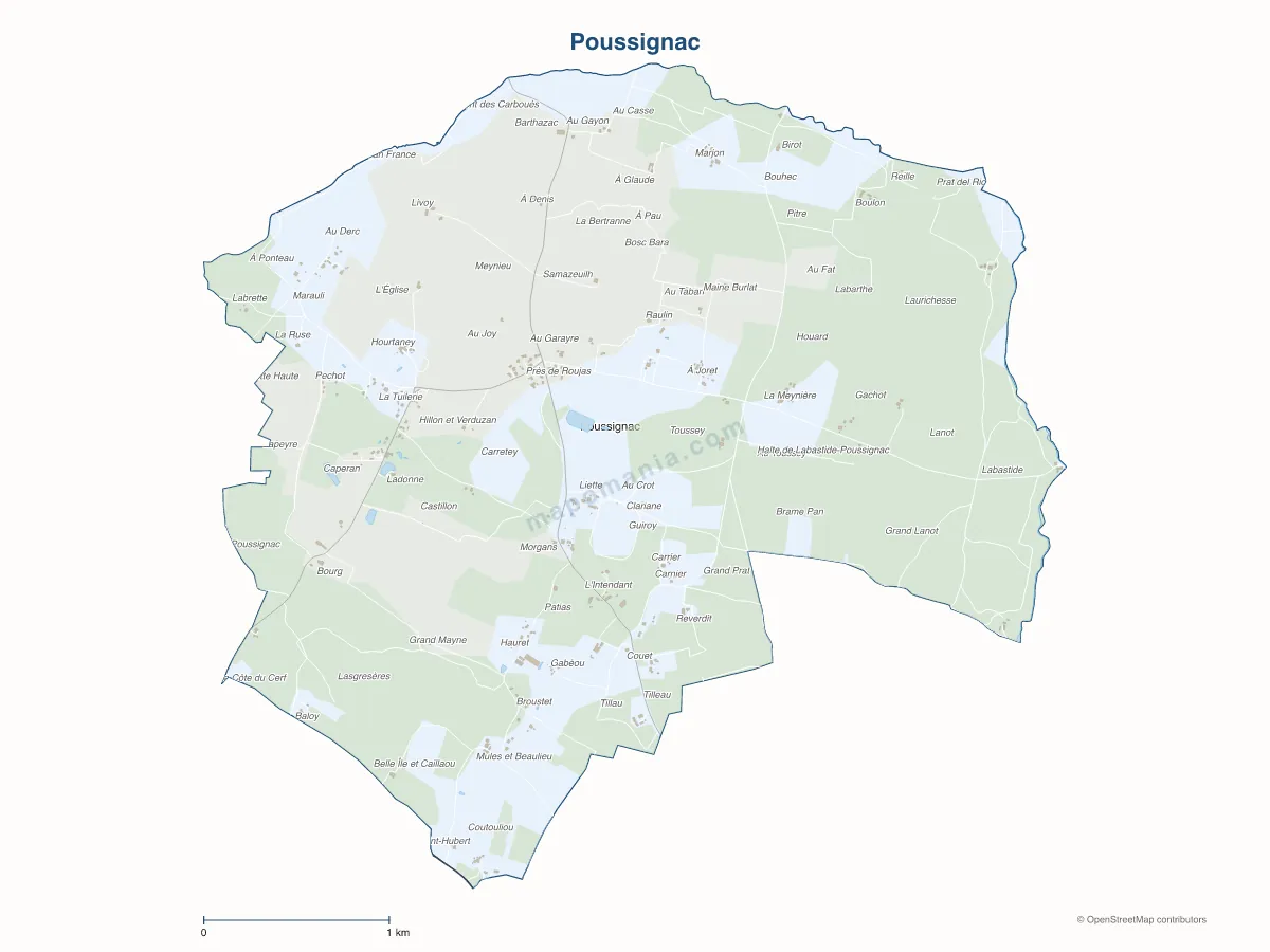 Carte de Poussignac à personnaliser